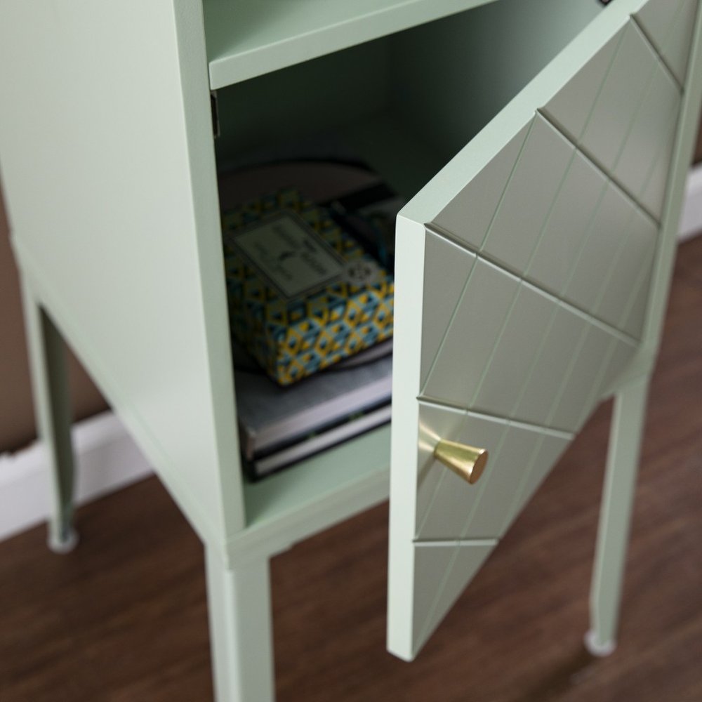 Pale Green Crosshatch Accent Storage Cabinet HomeRoots
