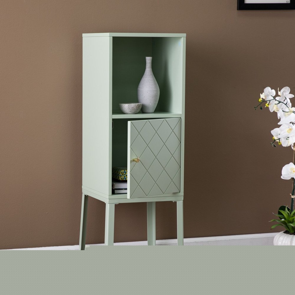 Pale Green Crosshatch Accent Storage Cabinet HomeRoots