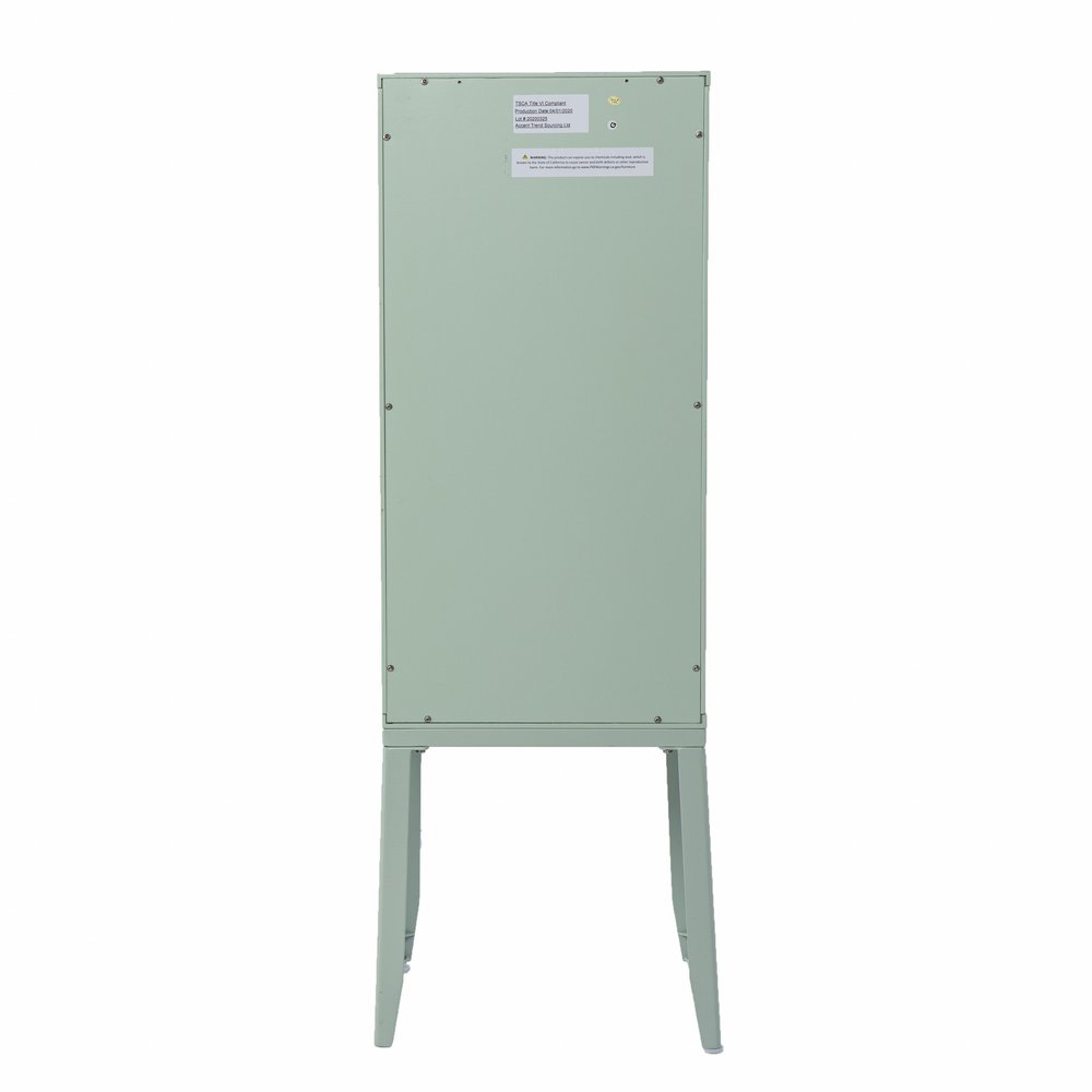 Pale Green Crosshatch Accent Storage Cabinet HomeRoots