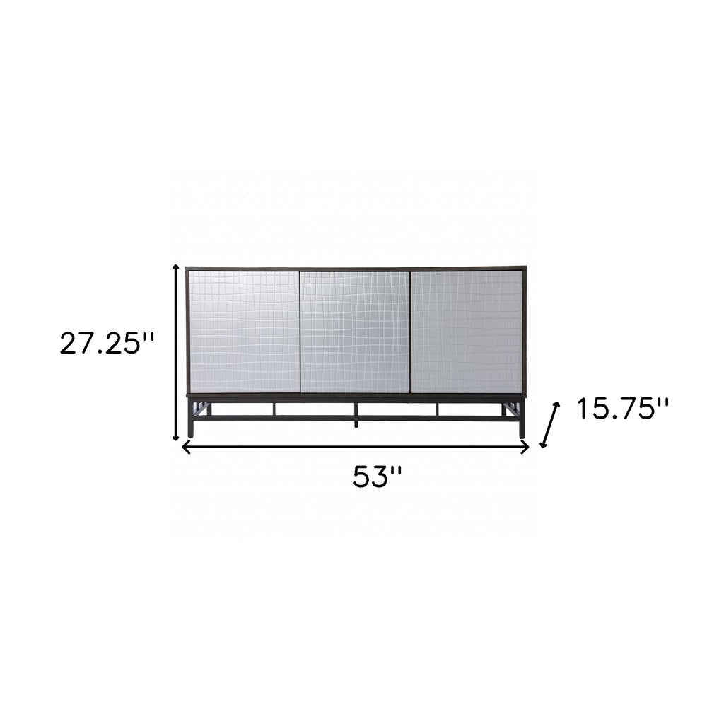 Contemporary Grid Lines Three Door Accent Cabinet HomeRoots