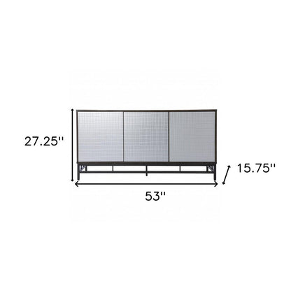 Contemporary Grid Lines Three Door Accent Cabinet HomeRoots
