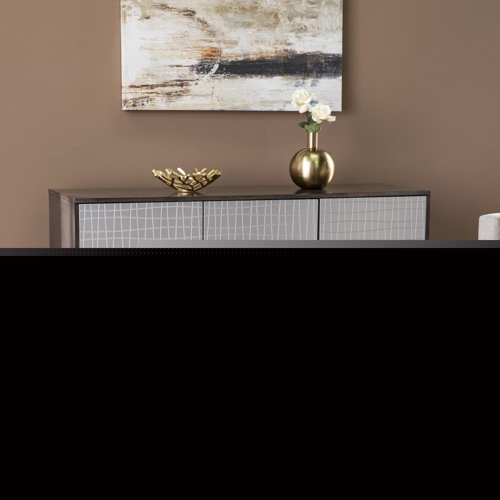 Contemporary Grid Lines Three Door Accent Cabinet HomeRoots