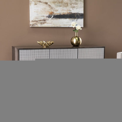 Contemporary Grid Lines Three Door Accent Cabinet HomeRoots