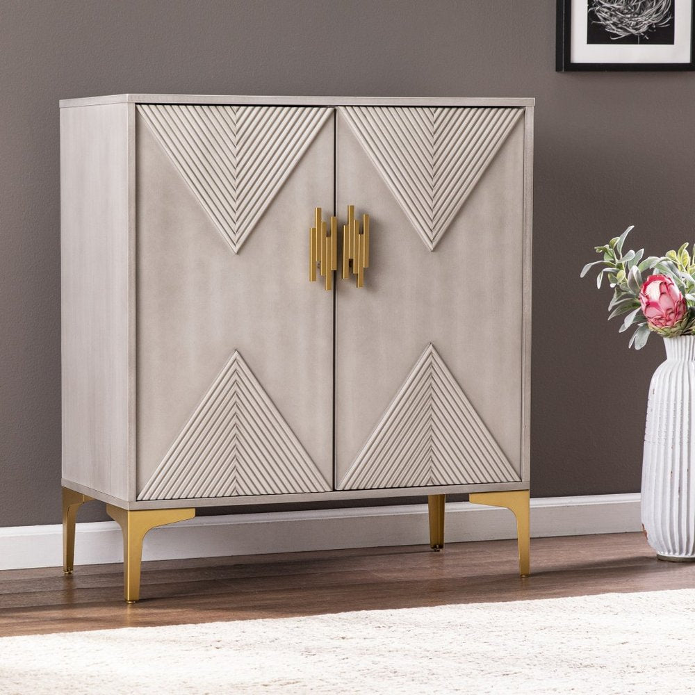 32" Gray Solid Wood Sideboard with Two Doors HomeRoots