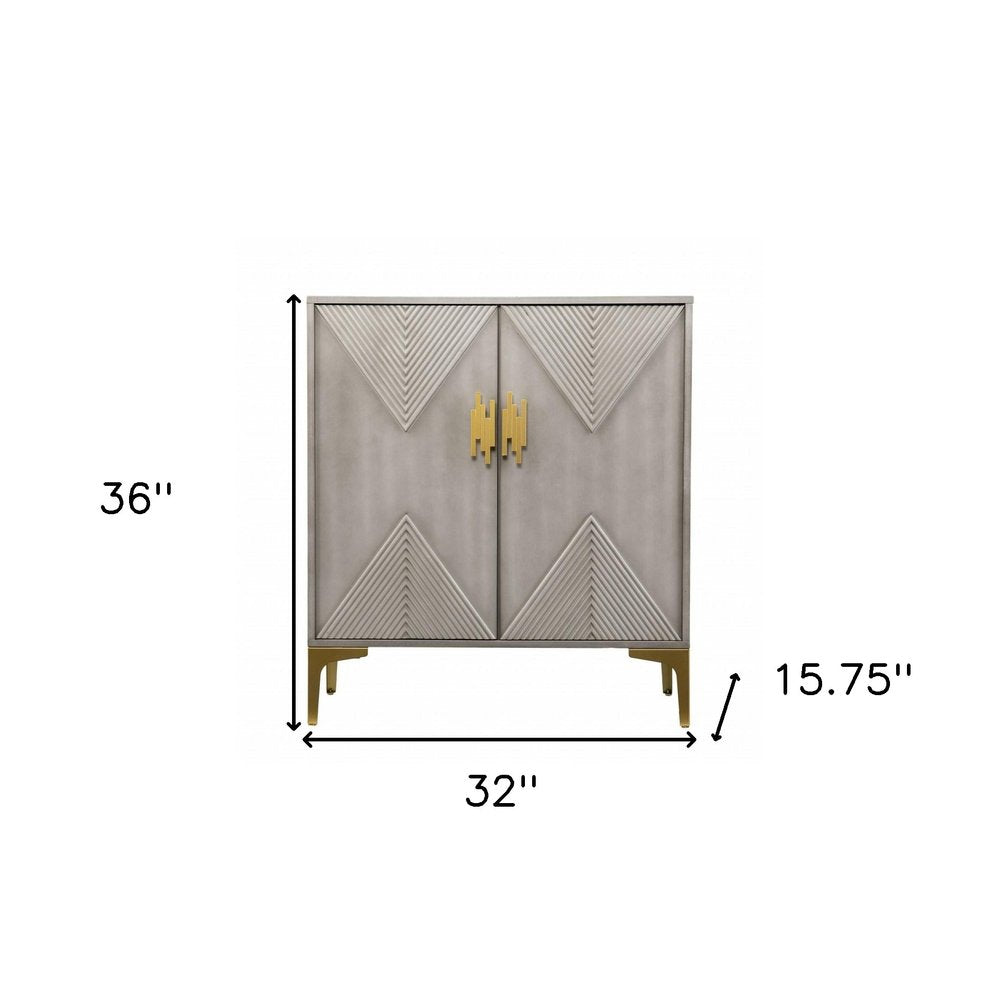 32" Gray Solid Wood Sideboard with Two Doors HomeRoots