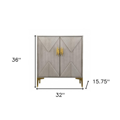 32" Gray Solid Wood Sideboard with Two Doors HomeRoots