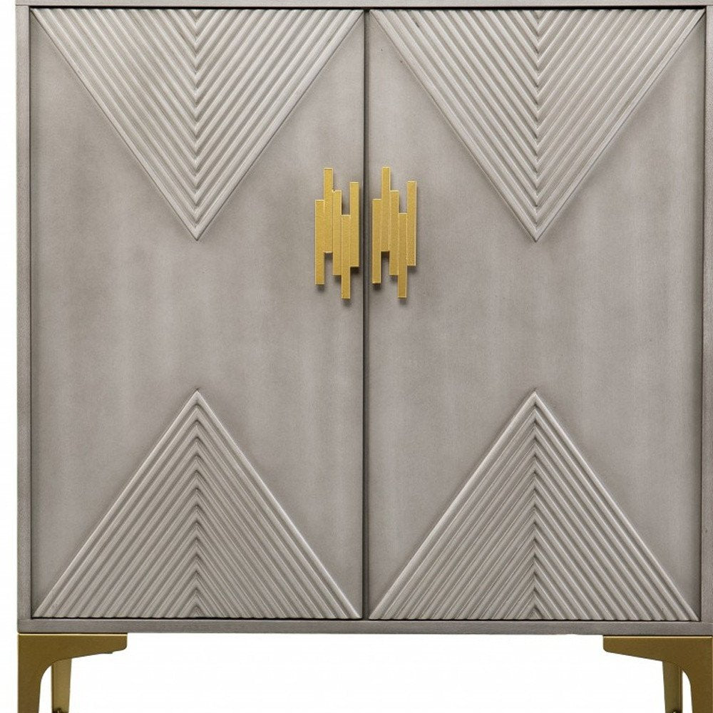 32" Gray Solid Wood Sideboard with Two Doors HomeRoots