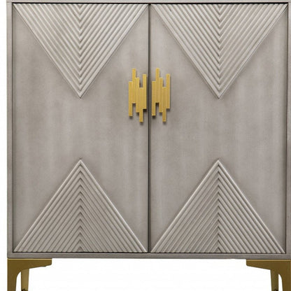 32" Gray Solid Wood Sideboard with Two Doors HomeRoots