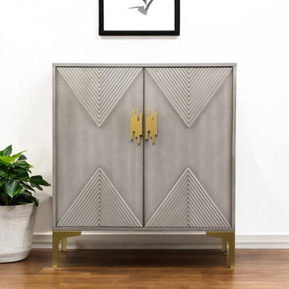 32" Gray Solid Wood Sideboard with Two Doors HomeRoots