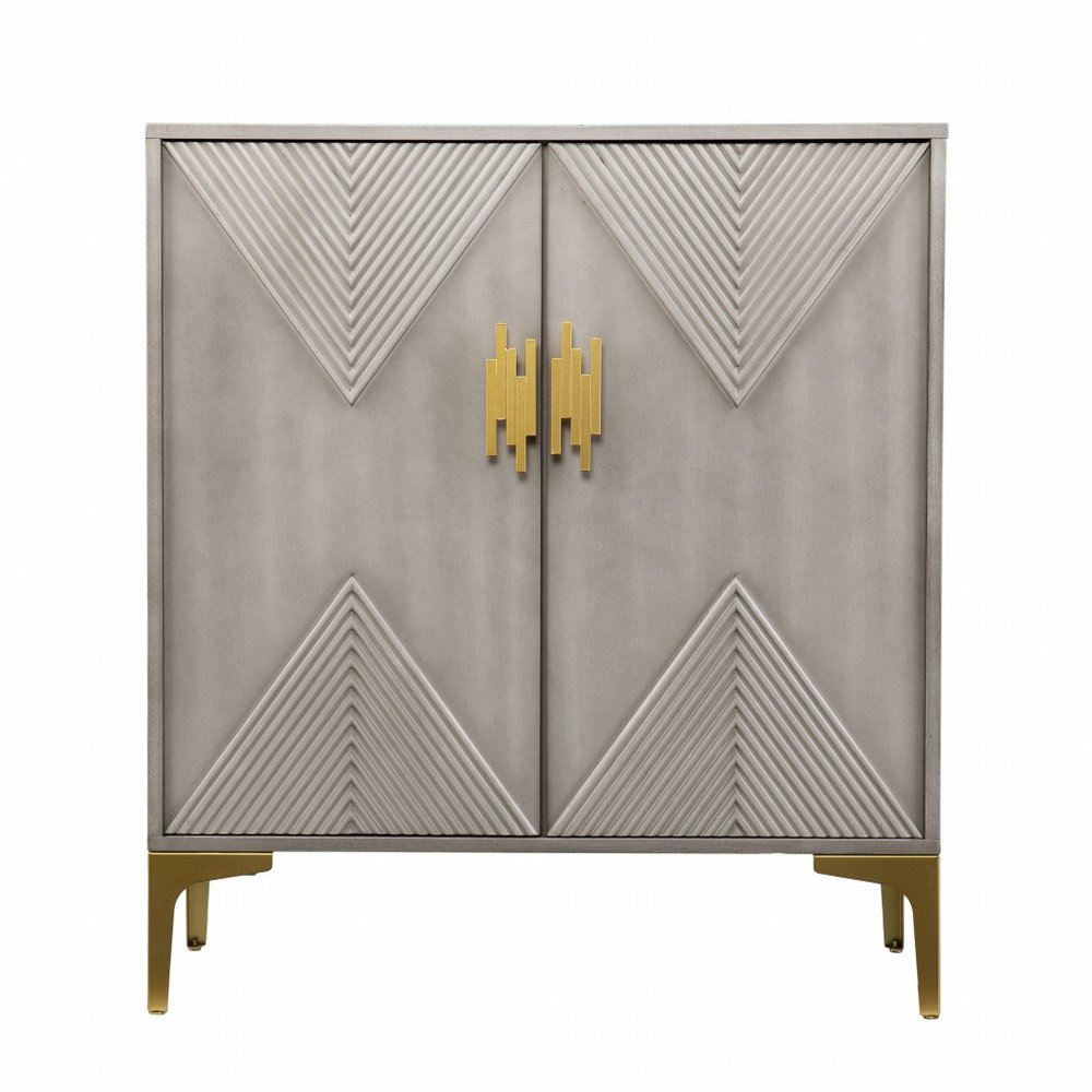 32" Gray Solid Wood Sideboard with Two Doors HomeRoots