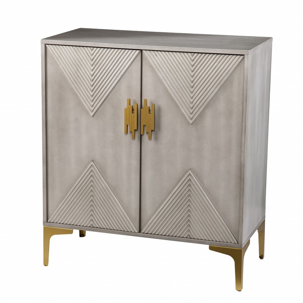 32" Gray Solid Wood Sideboard with Two Doors HomeRoots