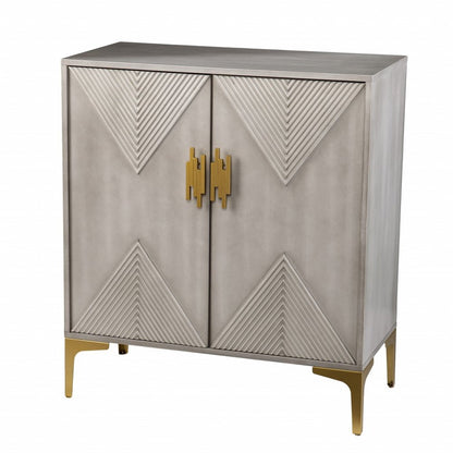 32" Gray Solid Wood Sideboard with Two Doors HomeRoots