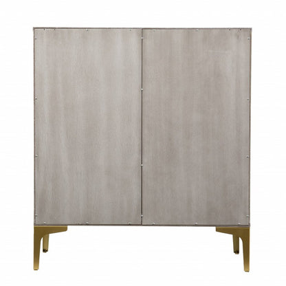 32" Gray Solid Wood Sideboard with Two Doors HomeRoots