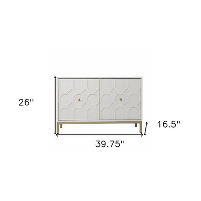 40" White Carved Geometric Sideboard with Two Doors HomeRoots