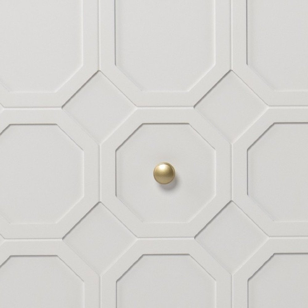 40" White Carved Geometric Sideboard with Two Doors HomeRoots