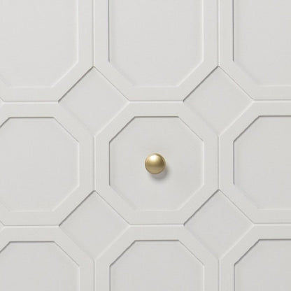 40" White Carved Geometric Sideboard with Two Doors HomeRoots