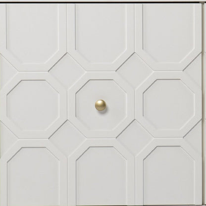 40" White Carved Geometric Sideboard with Two Doors HomeRoots