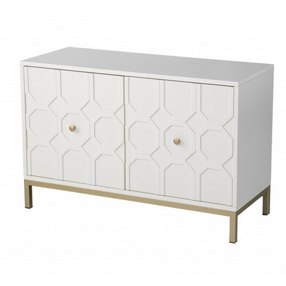 40" White Carved Geometric Sideboard with Two Doors HomeRoots