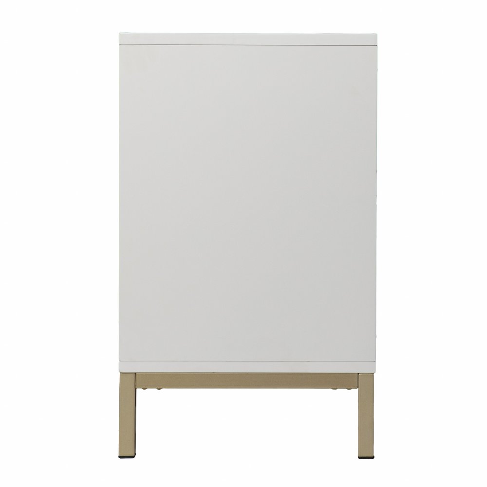 40" White Carved Geometric Sideboard with Two Doors HomeRoots