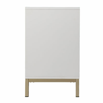40" White Carved Geometric Sideboard with Two Doors HomeRoots