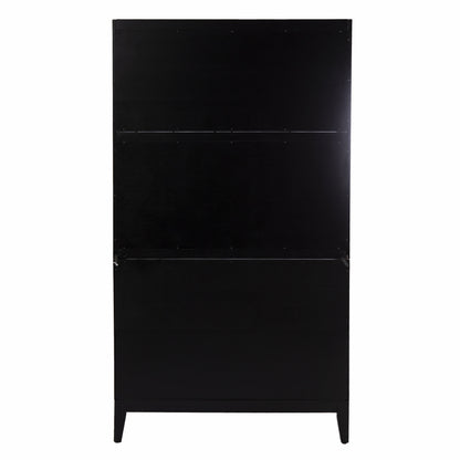 Rustic Black and Light Bamboo Tall Buffet Cabinet