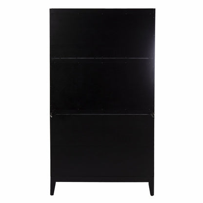 Rustic Black and Light Bamboo Tall Buffet Cabinet HomeRoots