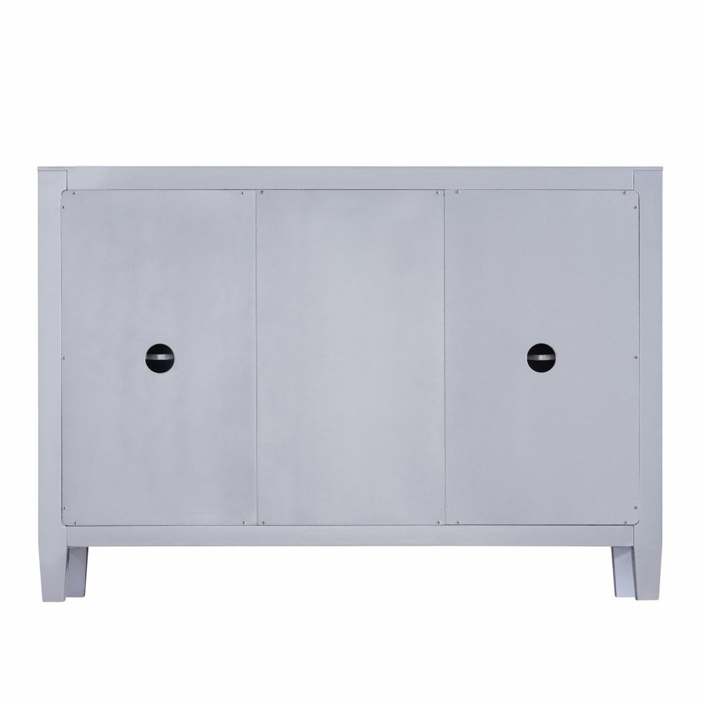 50" Silver Wood and Glass Three Drawer Credenza with Two Doors HomeRoots
