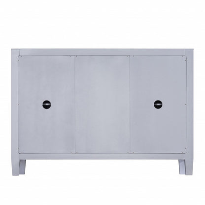 50" Silver Wood and Glass Three Drawer Credenza with Two Doors HomeRoots