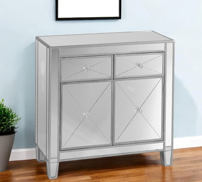 Glamorous Mirrored Bling Two Door Storage Accent Cabinet HomeRoots