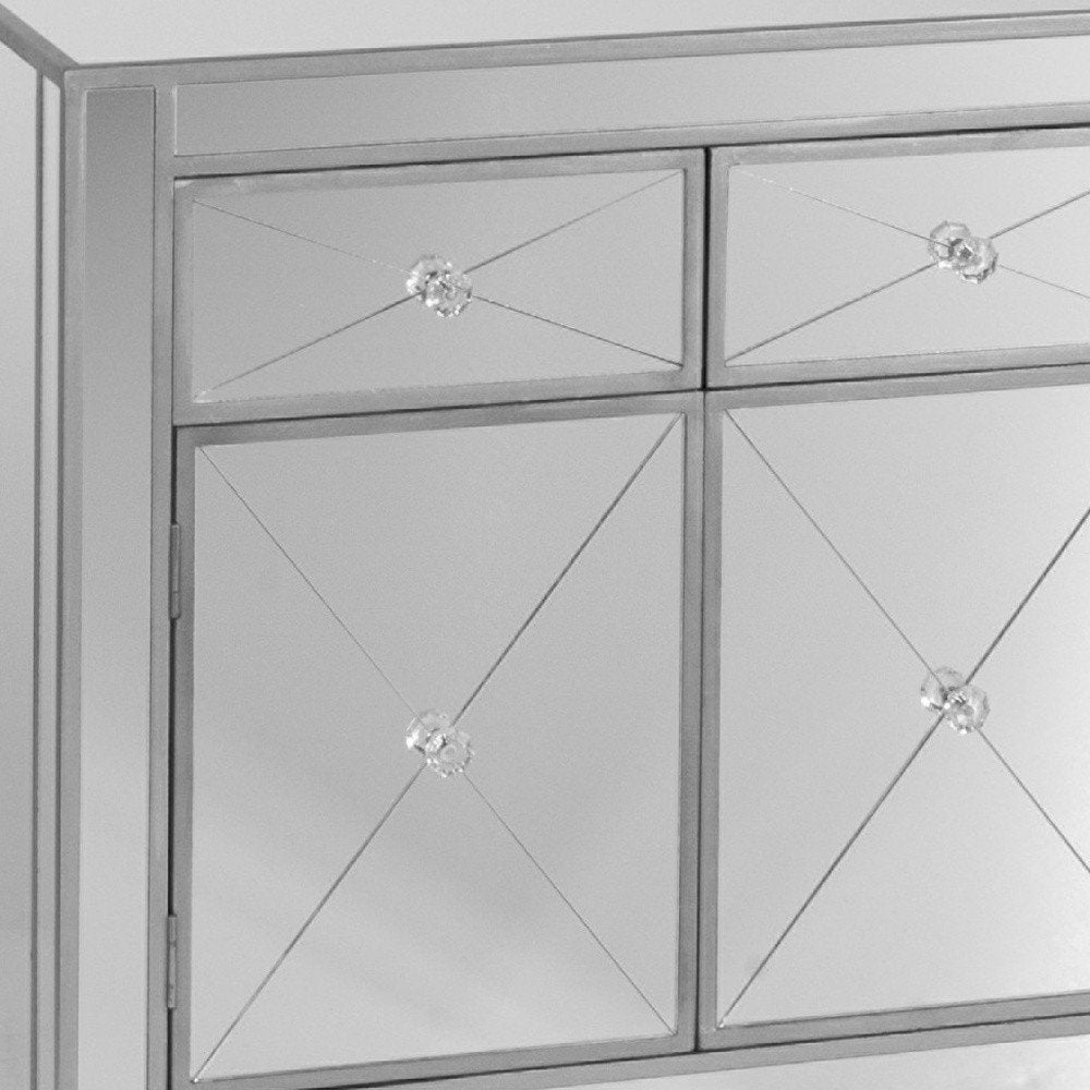 Glamorous Mirrored Bling Two Door Storage Accent Cabinet HomeRoots
