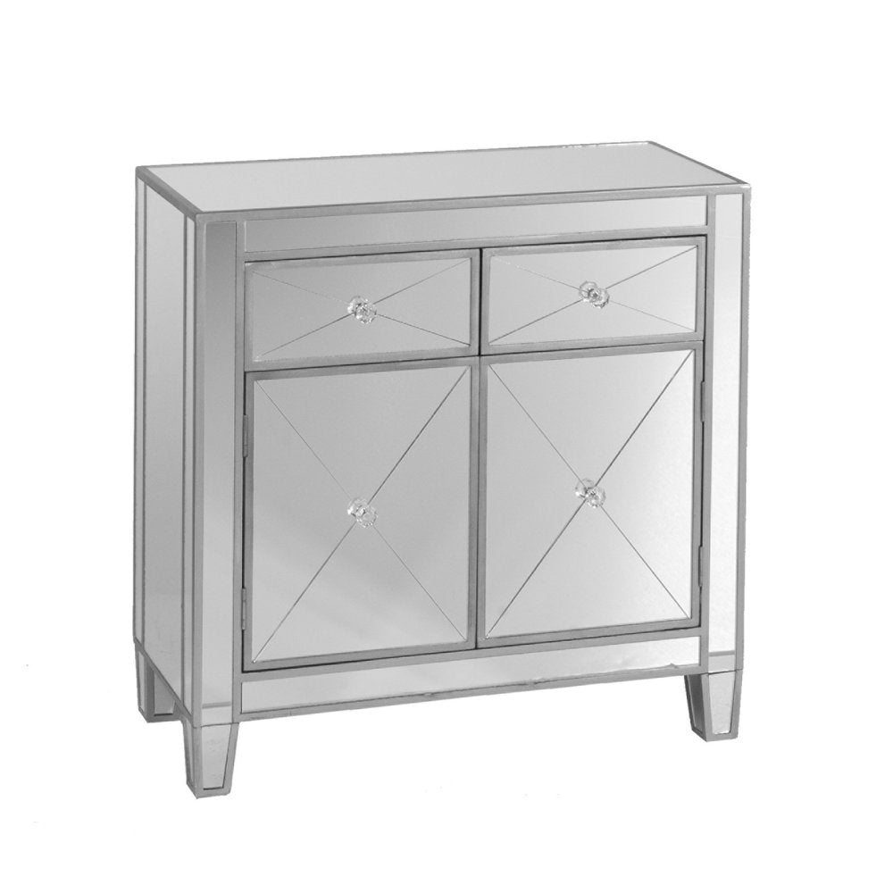 Glamorous Mirrored Bling Two Door Storage Accent Cabinet HomeRoots