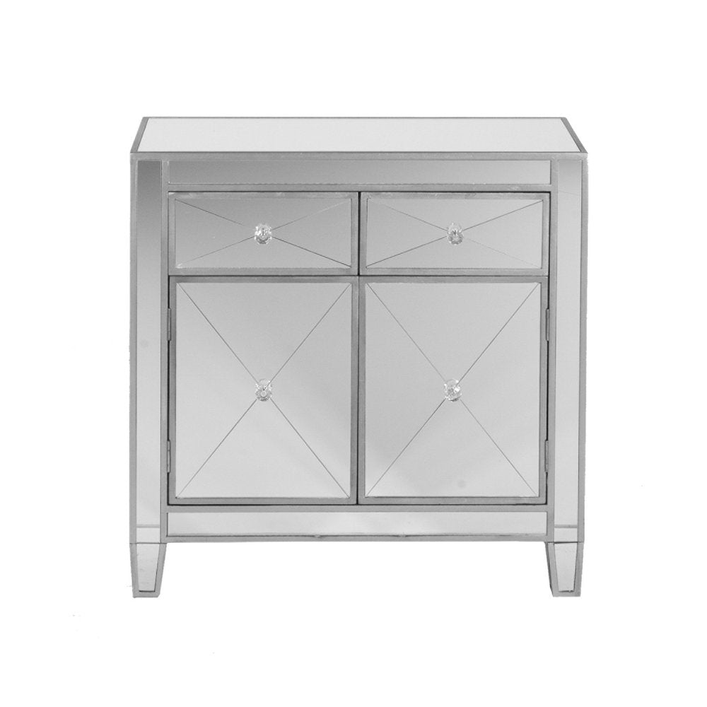 Glamorous Mirrored Bling Two Door Storage Accent Cabinet HomeRoots