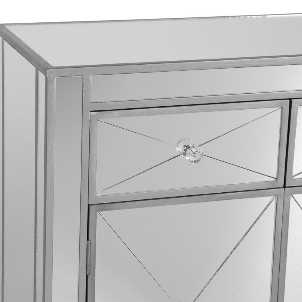 Glamorous Mirrored Bling Two Door Storage Accent Cabinet HomeRoots