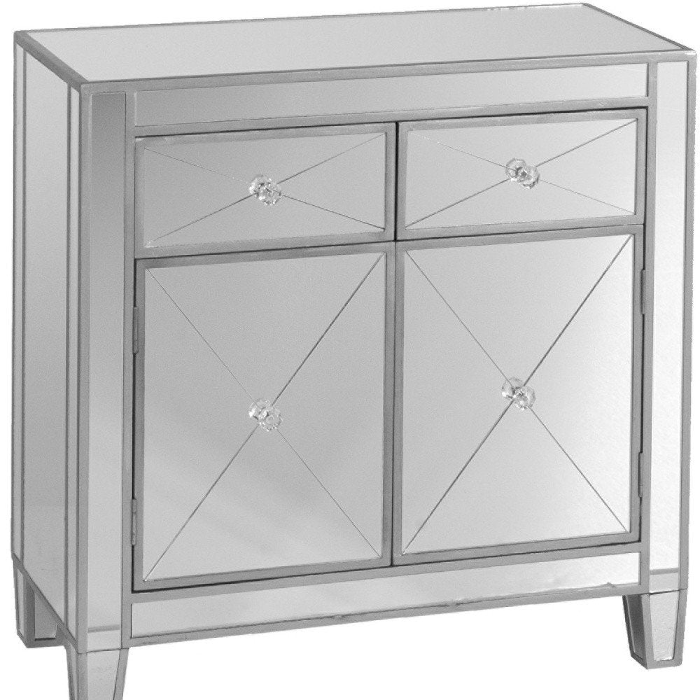 Glamorous Mirrored Bling Two Door Storage Accent Cabinet HomeRoots