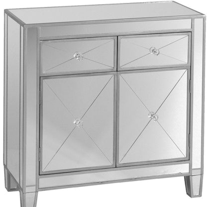 Glamorous Mirrored Bling Two Door Storage Accent Cabinet HomeRoots