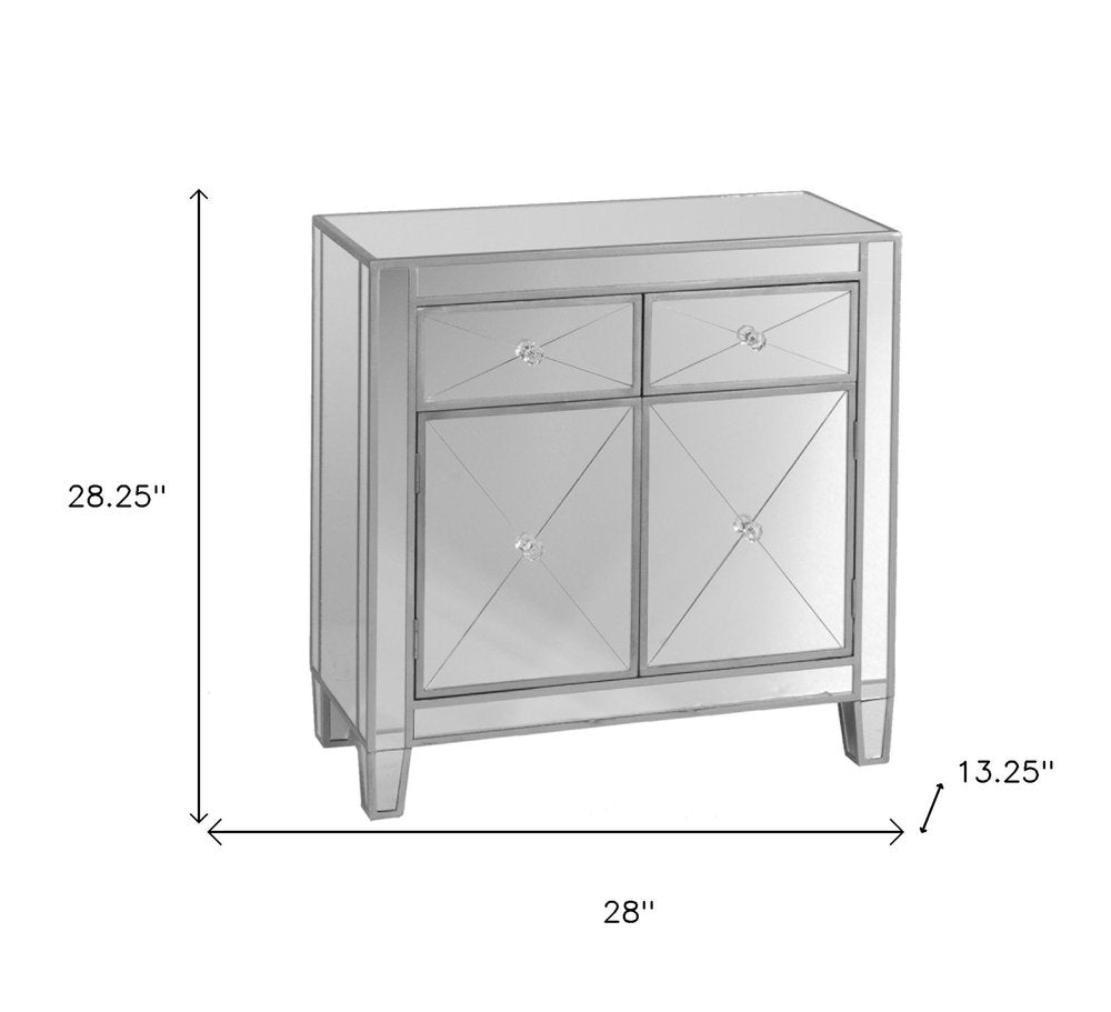 Glamorous Mirrored Bling Two Door Storage Accent Cabinet HomeRoots