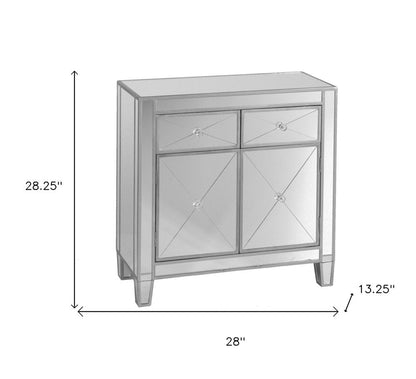 Glamorous Mirrored Bling Two Door Storage Accent Cabinet HomeRoots