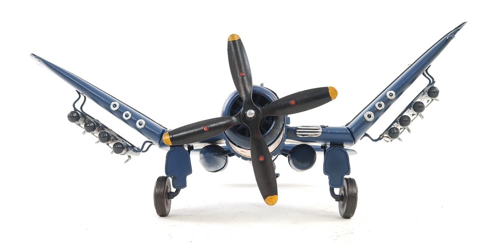 6" Blue Metal Hand Painted Model Airplane Tabletop Sculpture HomeRoots