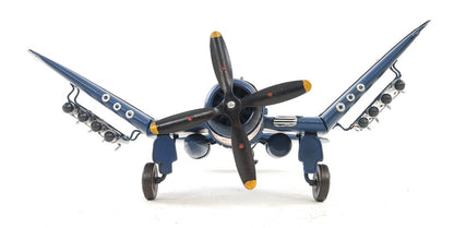 6" Blue Metal Hand Painted Model Airplane Tabletop Sculpture HomeRoots