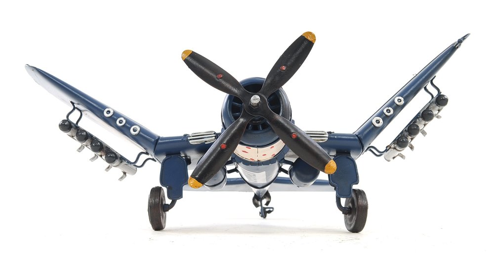 6" Blue Metal Hand Painted Model Airplane Tabletop Sculpture HomeRoots