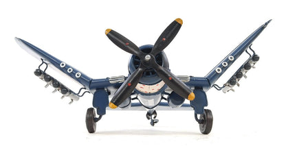 6" Blue Metal Hand Painted Model Airplane Tabletop Sculpture HomeRoots