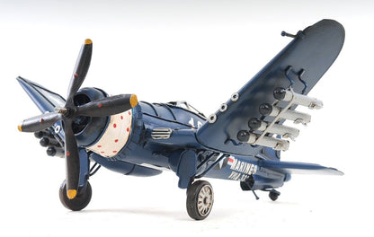 6" Blue Metal Hand Painted Model Airplane Tabletop Sculpture HomeRoots