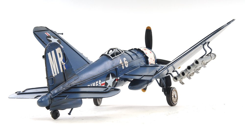 6" Blue Metal Hand Painted Model Airplane Tabletop Sculpture HomeRoots