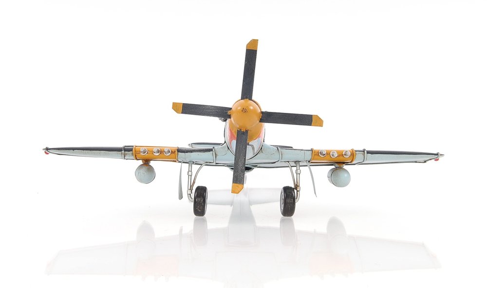 6" Grey Mustang Metal Hand Painted Decorative Airplane — view 1