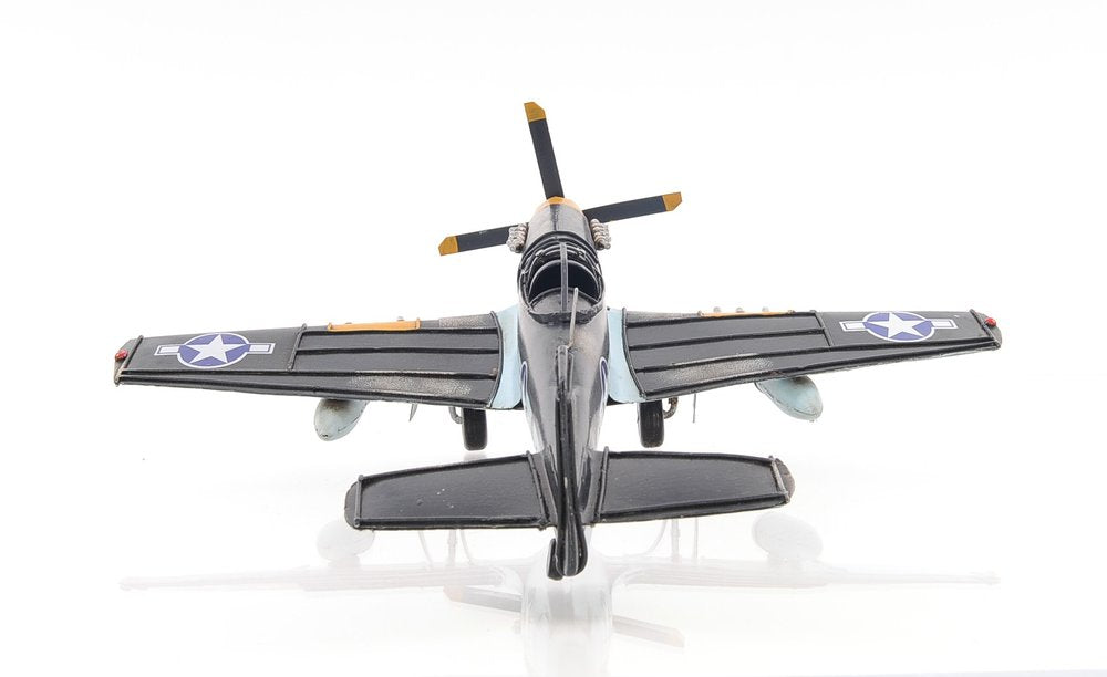 6" Grey Mustang Metal Hand Painted Decorative Airplane HomeRoots