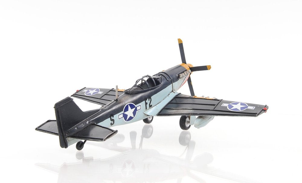 6" Grey Mustang Metal Hand Painted Decorative Airplane HomeRoots
