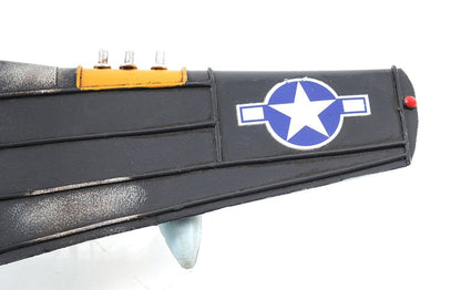 6" Grey Mustang Metal Hand Painted Decorative Airplane HomeRoots