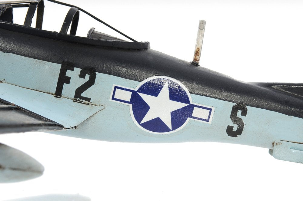 6" Grey Mustang Metal Hand Painted Decorative Airplane HomeRoots