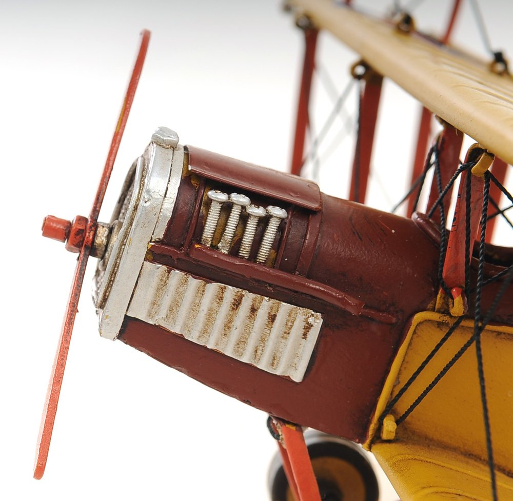 4" Yellow Metal Hand Painted Model Airplane Tabletop Sculpture HomeRoots