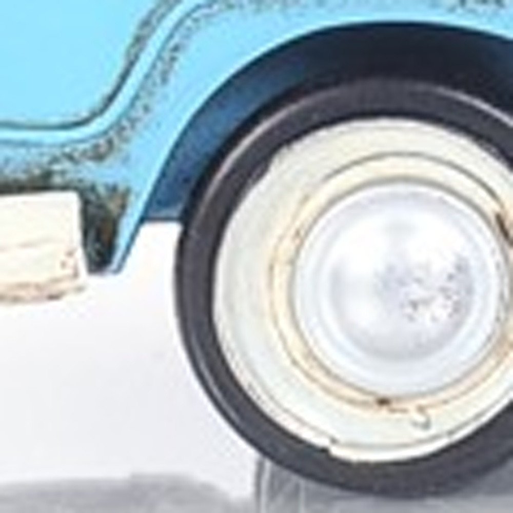6" Blue And White Metal Volkswagen Bus Sculpture HomeRoots